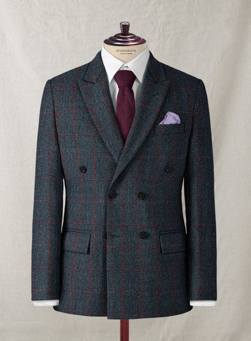 Harris Tweed Blue Checks Double Breasted Suit - Image 2