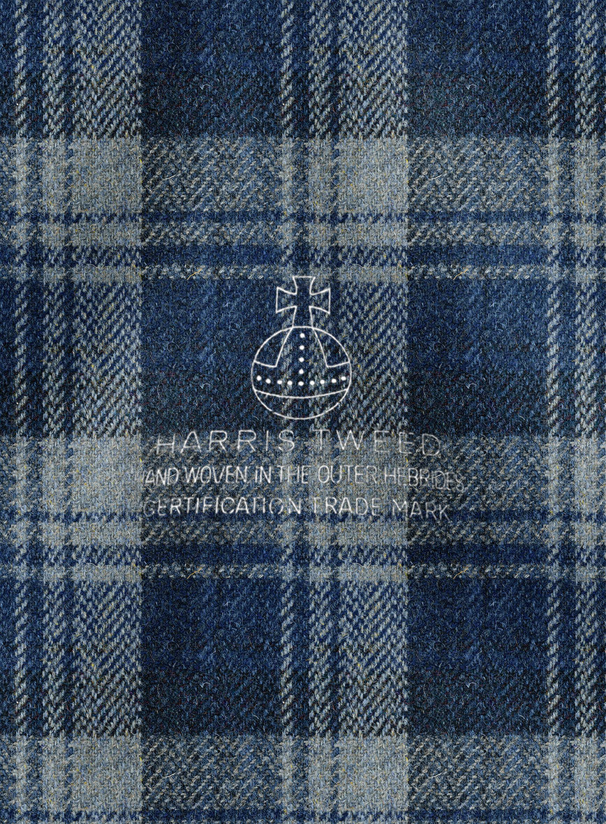 Harris Tweed Blue Tartan Newsboy Cap - Image 6