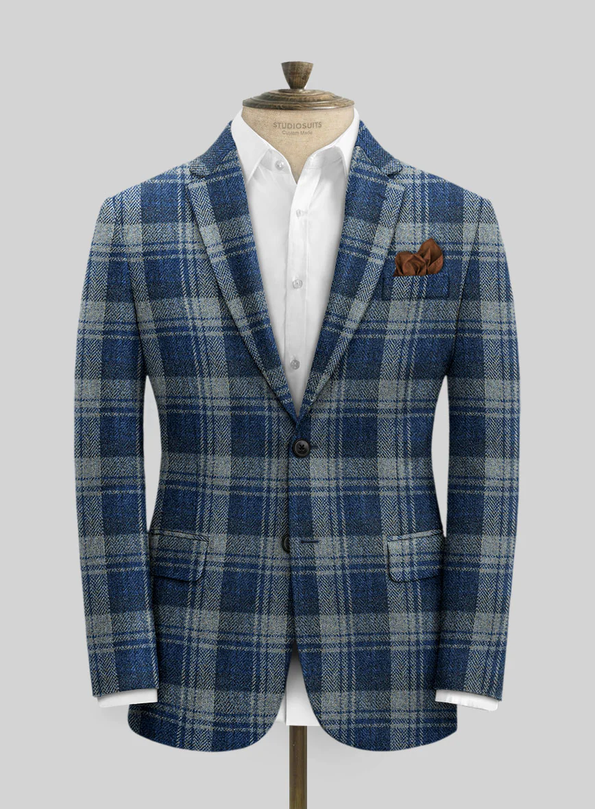 Harris Tweed Blue Tartan Suit - Image 2