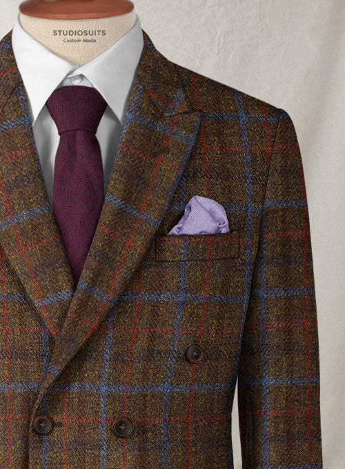 Harris Tweed Brown Checks Double Breasted Jacket - Image 2