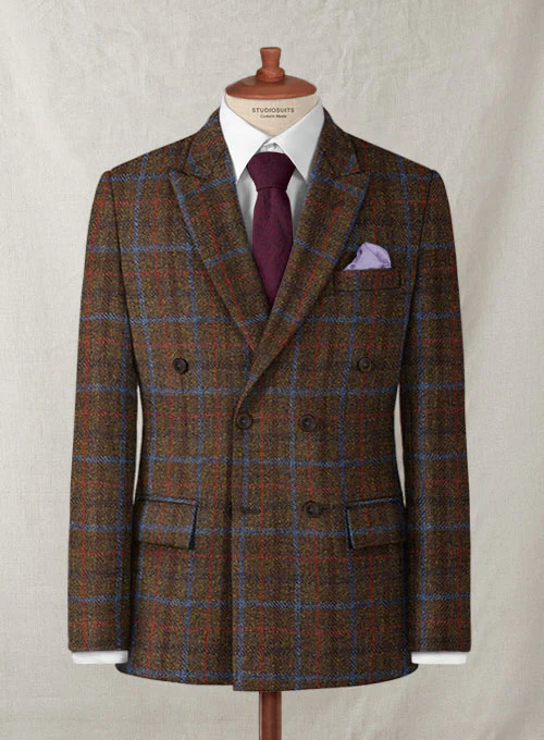 Harris Tweed Brown Checks Double Breasted Suit - Image 2