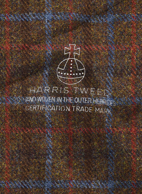 Harris Tweed Brown Checks Double Breasted Suit - Image 6