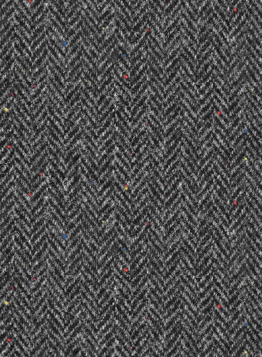 Harris Tweed Charcoal Chevron Pea Coat - Image 3