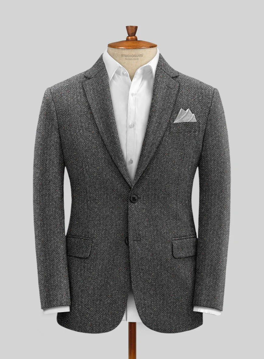 Harris Tweed Charcoal Chevron Suit - Image 2