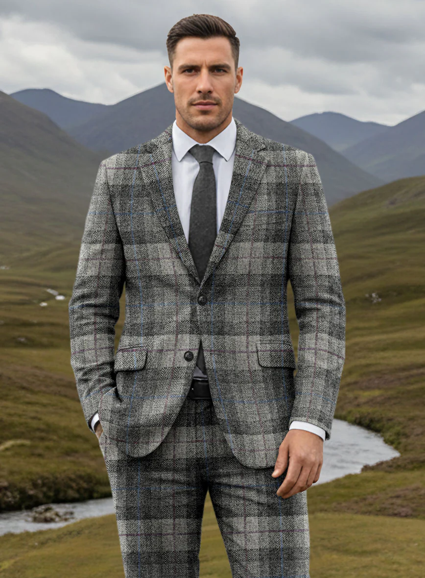 Harris Tweed Classic Gray Tartan Suit - Image 3