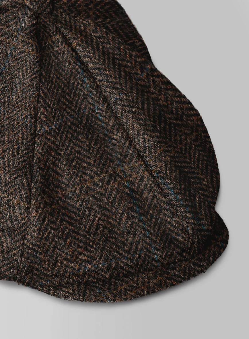 Harris Tweed Country Dark Brown Newsboy Cap - Image 4