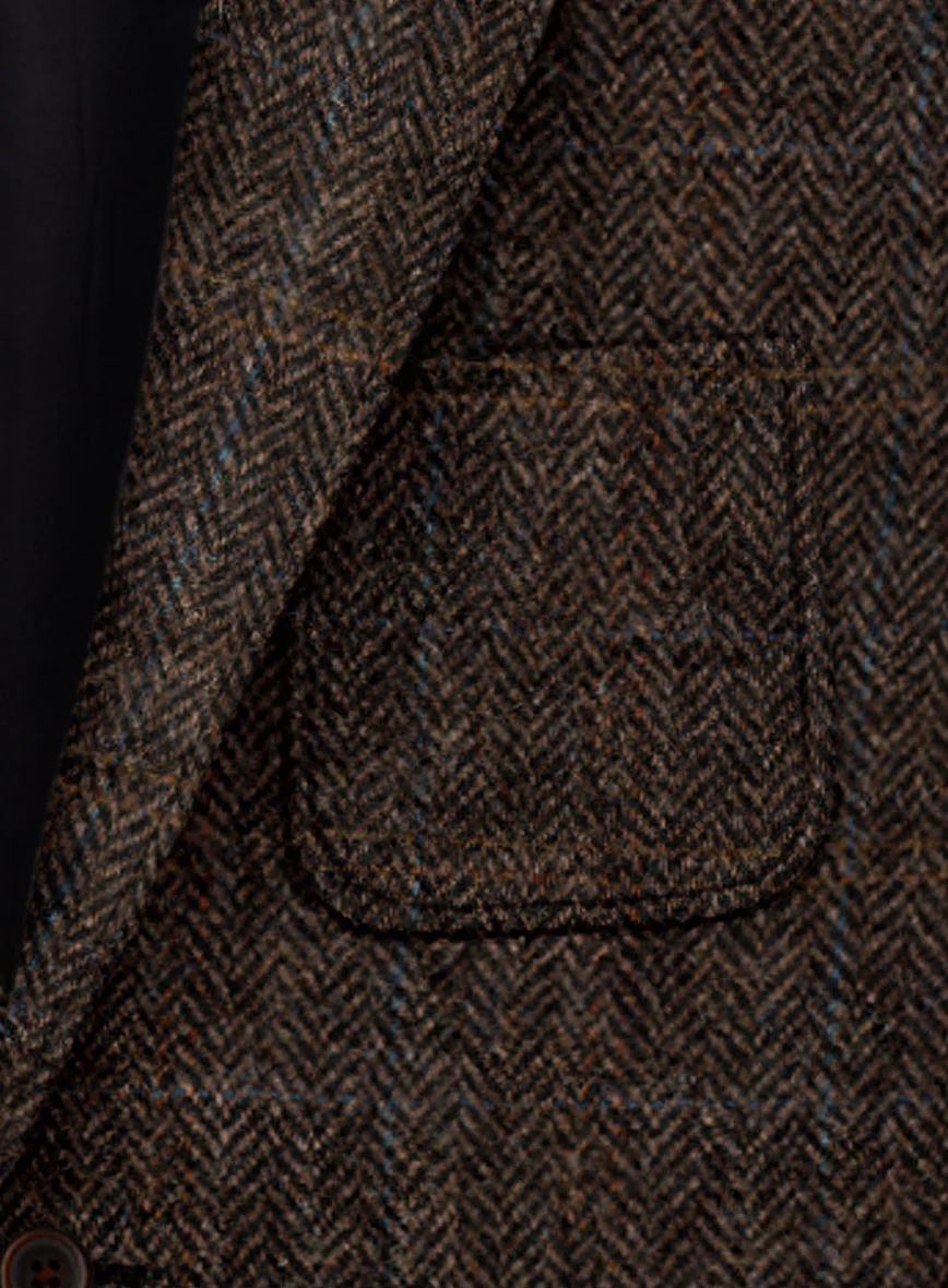 Harris Tweed Country Dark Brown Patch Pocket Jacket - Image 3