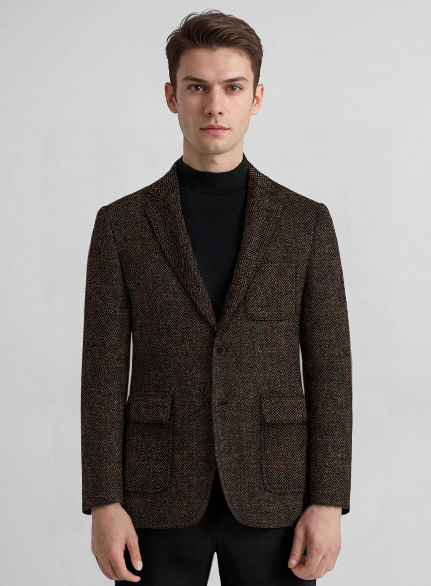 Harris Tweed Country Dark Brown Patch Pocket Jacket - Image 4