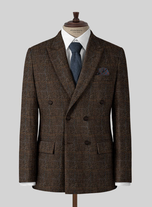 Harris Tweed Country Dark Brown Double Breasted Suit - Image 2