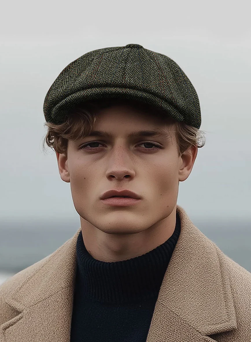 Harris Tweed Country Green Newsboy Cap - Image 2
