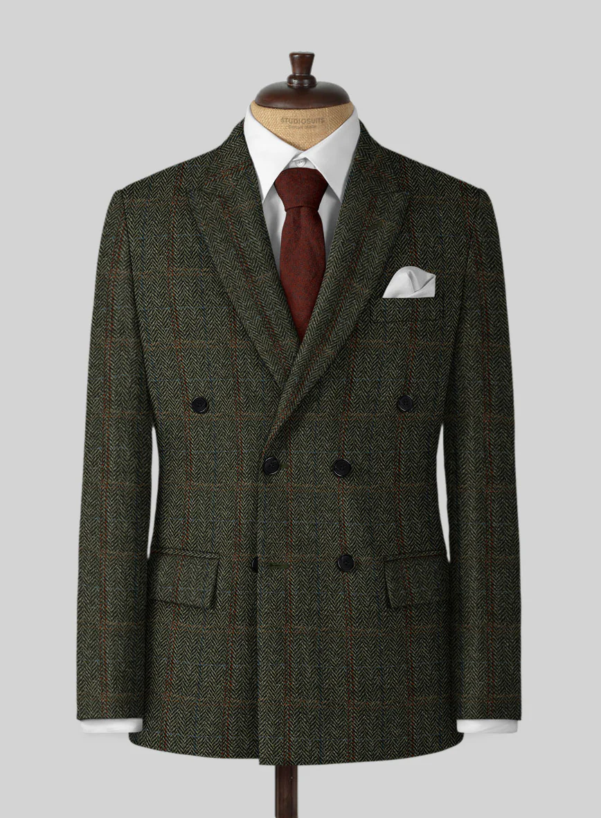Harris Tweed Country Green Double Breasted Suit - Image 2
