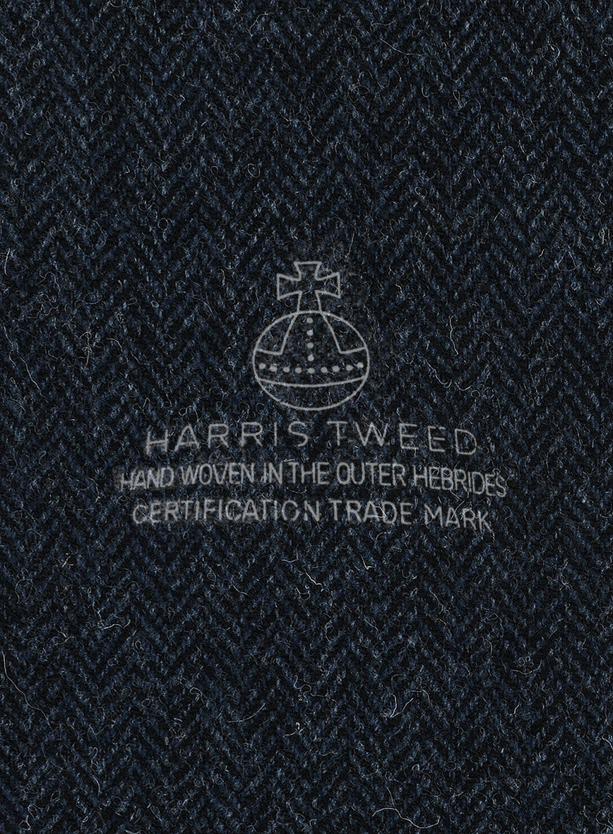 Harris Tweed Dark Blue Herringbone GQ Overcoat - Image 3