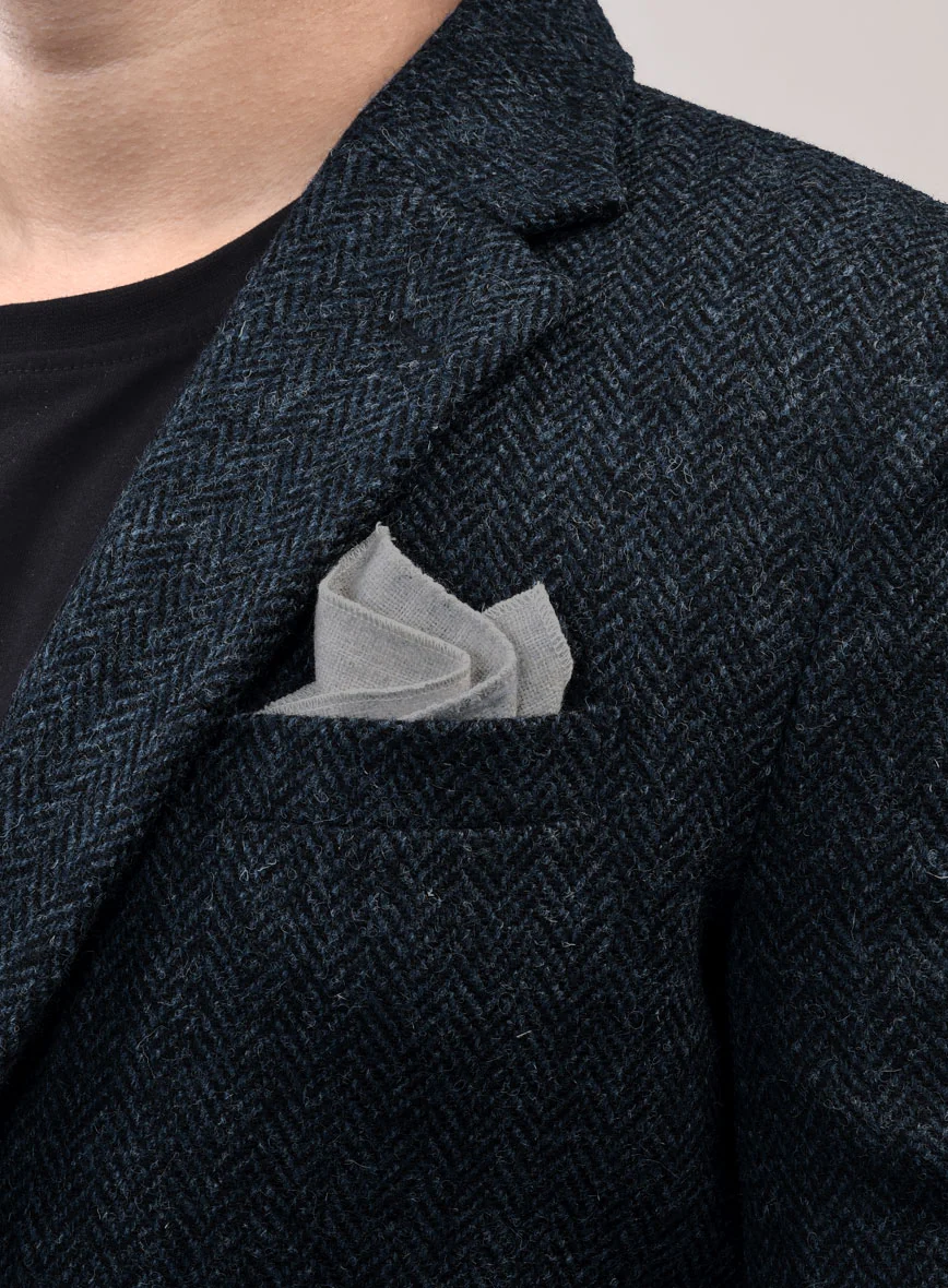 Harris Tweed Dark Blue Herringbone Jacket - Image 4