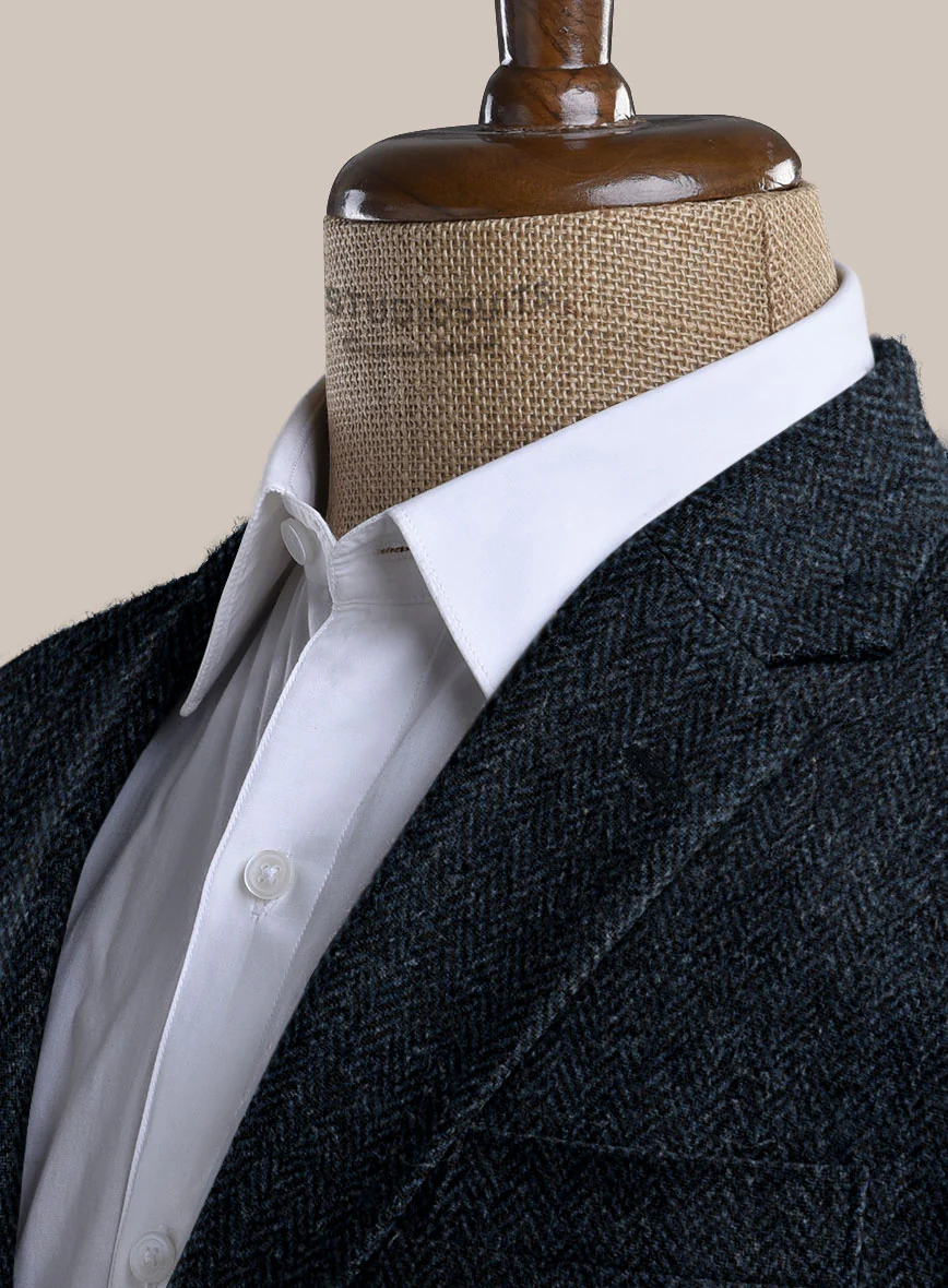 Harris Tweed Dark Blue Herringbone Suit - Image 5