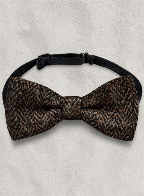 Harris Tweed Dark Brown Herringbone Bow - Image 2