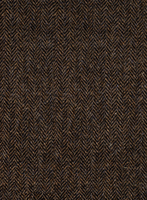 Harris Tweed Dark Brown Herringbone Pea Coat - Image 2