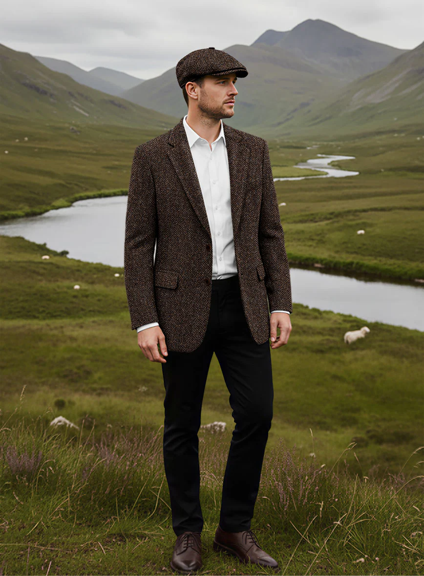 Harris Tweed Dark Brown Herringbone Suit - Image 2