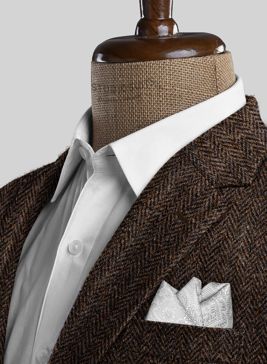 Harris Tweed Dark Brown Herringbone Jacket - Image 3