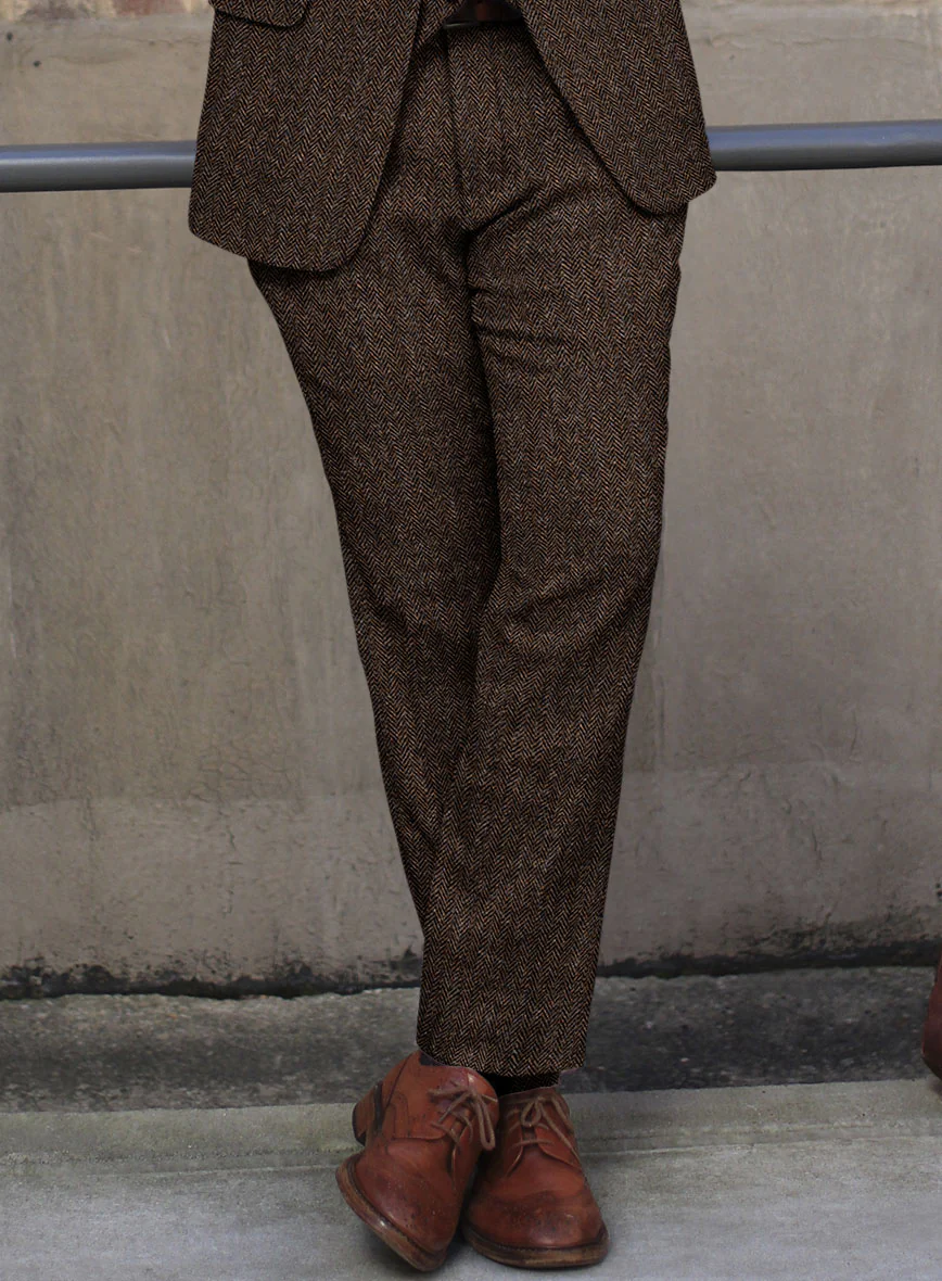 Harris Tweed Dark Brown Herringbone Suit - Image 8
