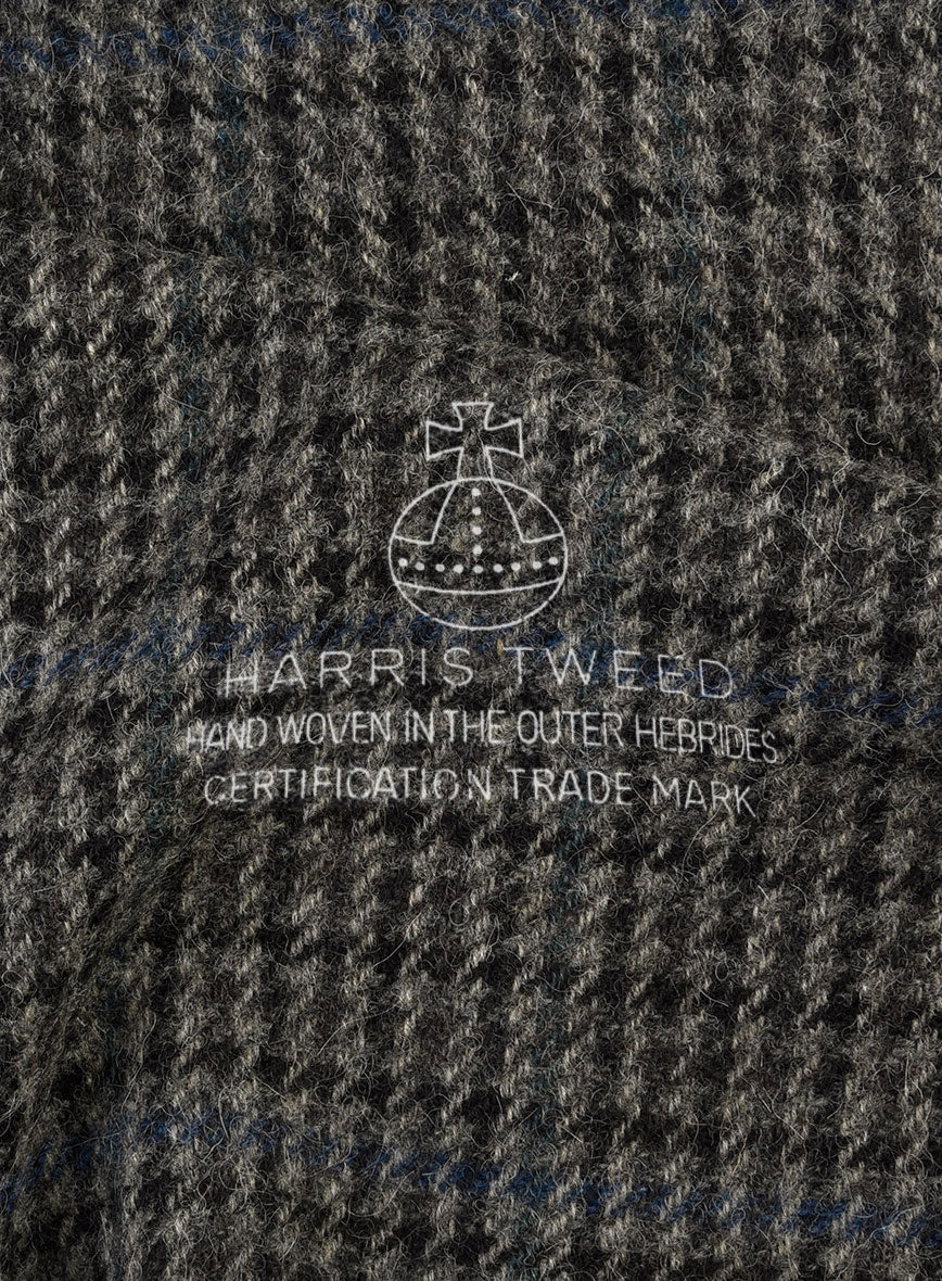 Harris Tweed Dark Gray Check Newsboy Cap - Image 4