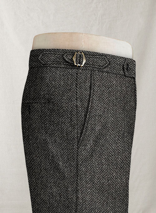 Harris Tweed Dark Gray Herringbone Highland Trousers - Image 5