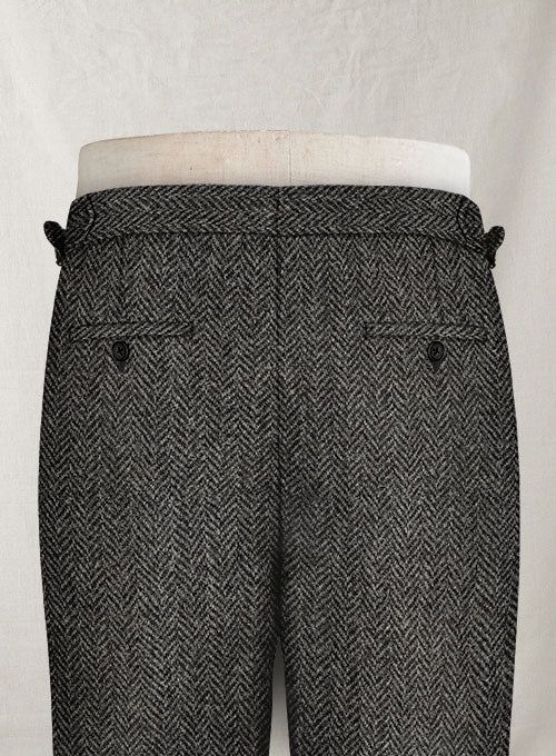 Harris Tweed Dark Gray Herringbone Highland Trousers - Image 6