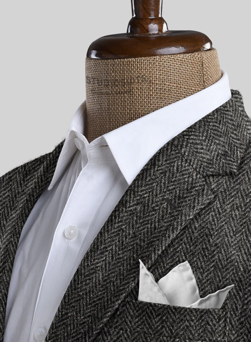Harris Tweed Dark Gray Herringbone Jacket - Image 3