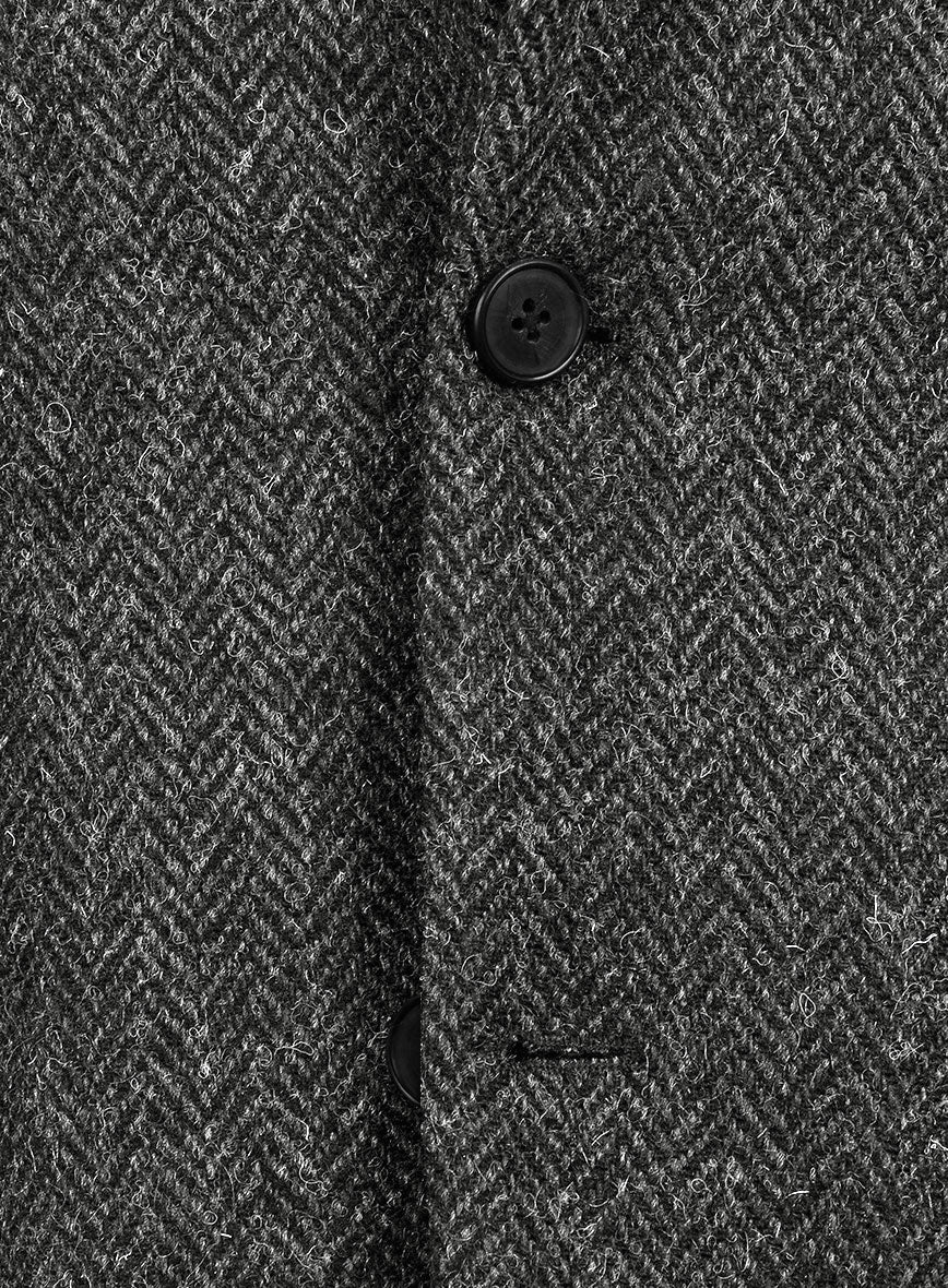 Harris Tweed Dark Gray Herringbone Jacket - Image 4