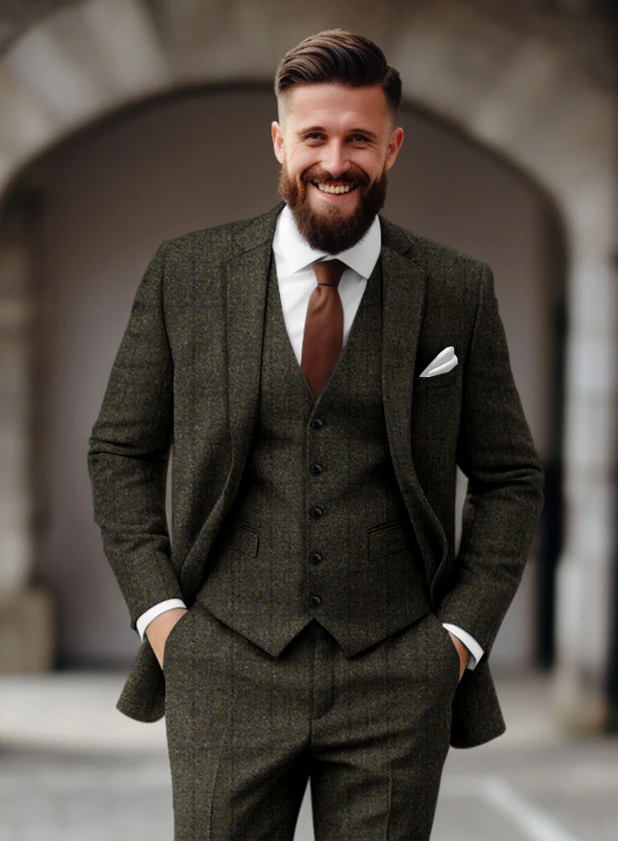Harris Tweed Dark Green Check Suit - Image 4