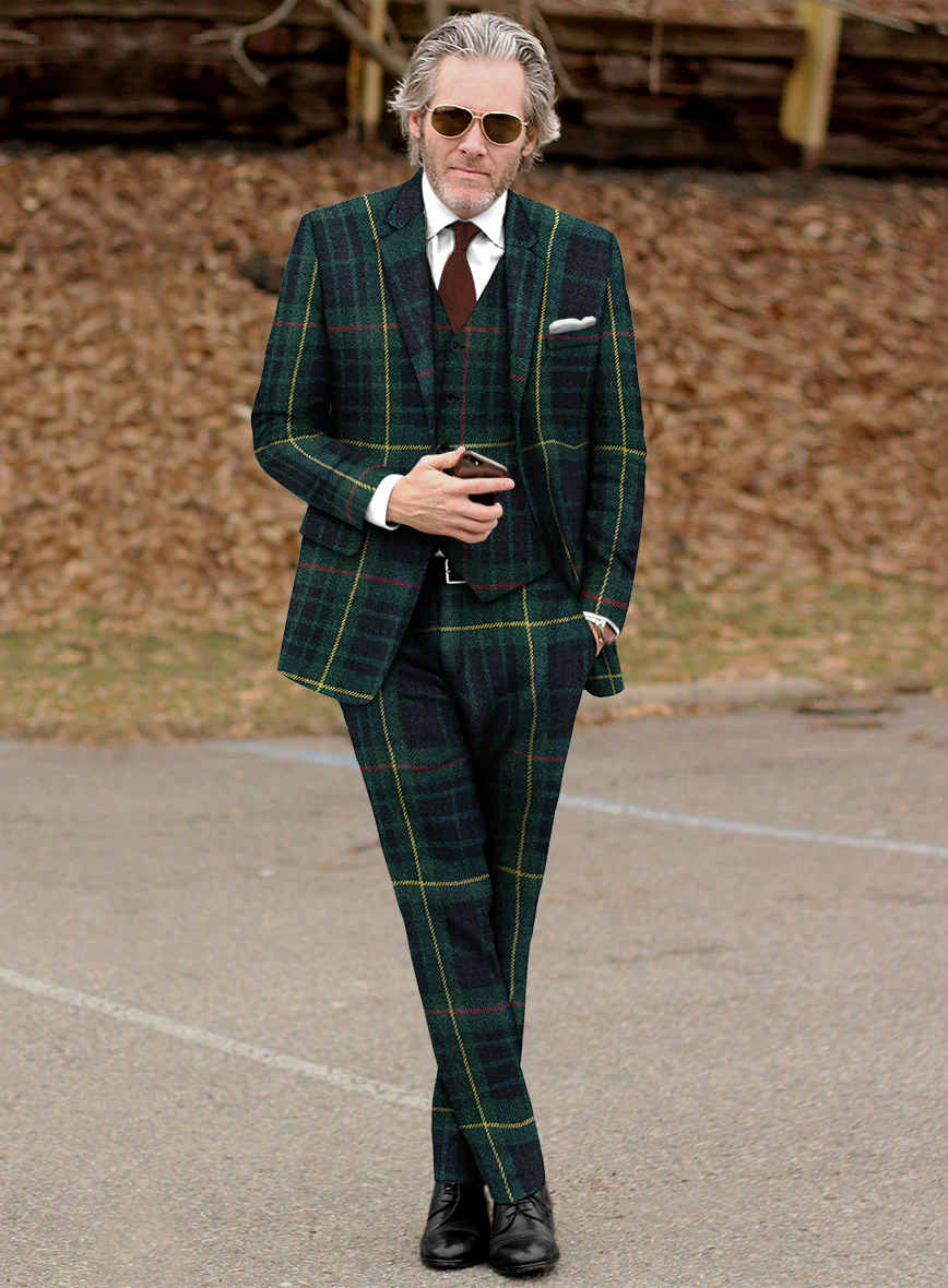 Harris Tweed Dark Green Tartan Suit - Image 2