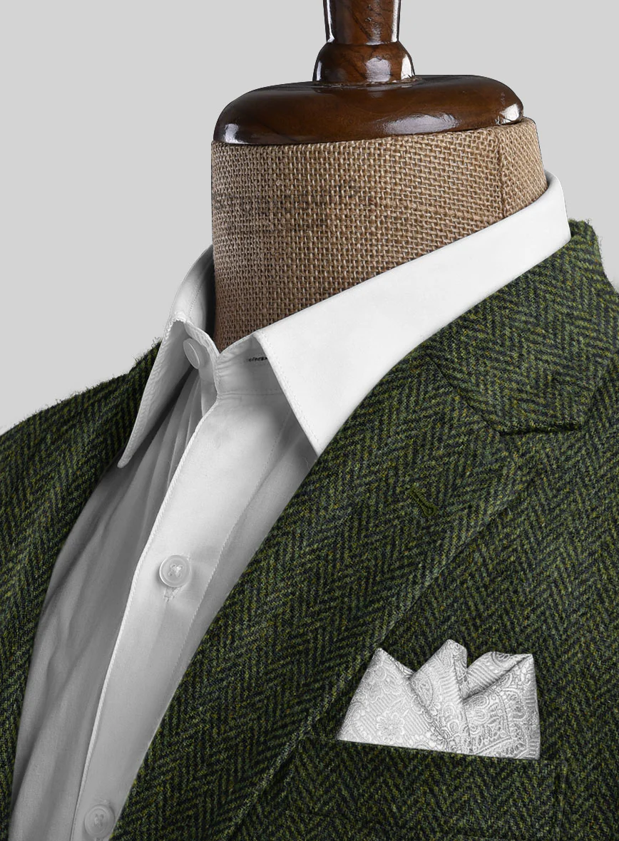 Harris Tweed Forest Green Herringbone Jacket - Image 3