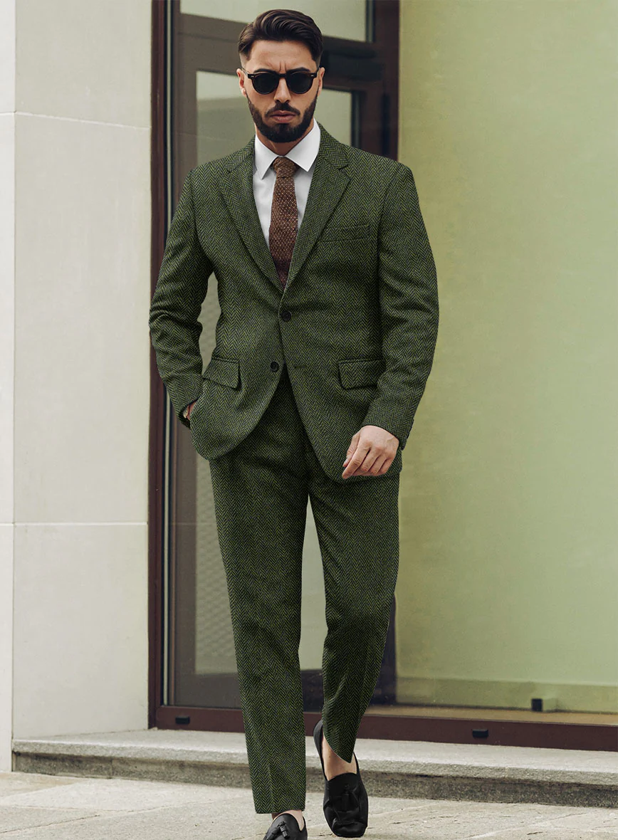 Harris Tweed Forest Green Herringbone Suit - Image 2