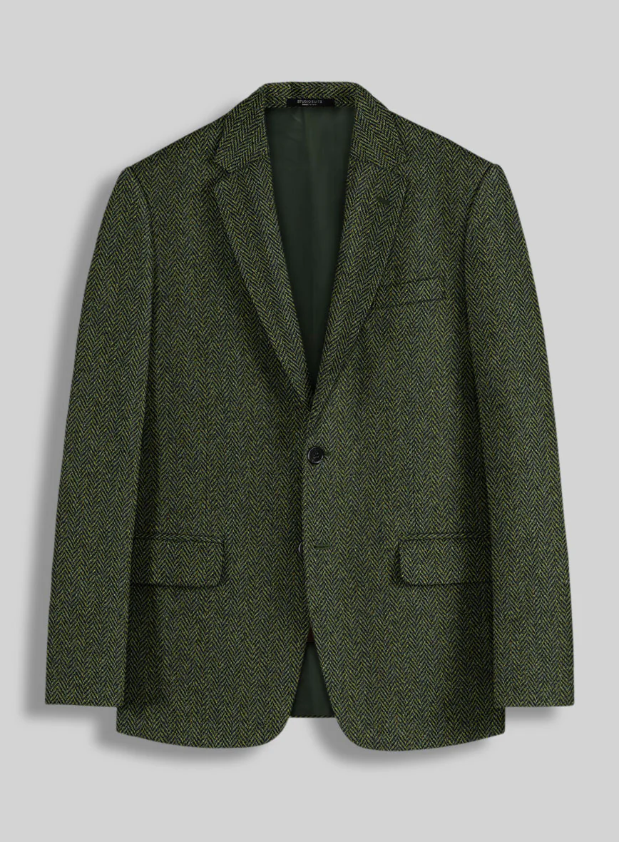 Harris Tweed Forest Green Herringbone Suit - Image 3
