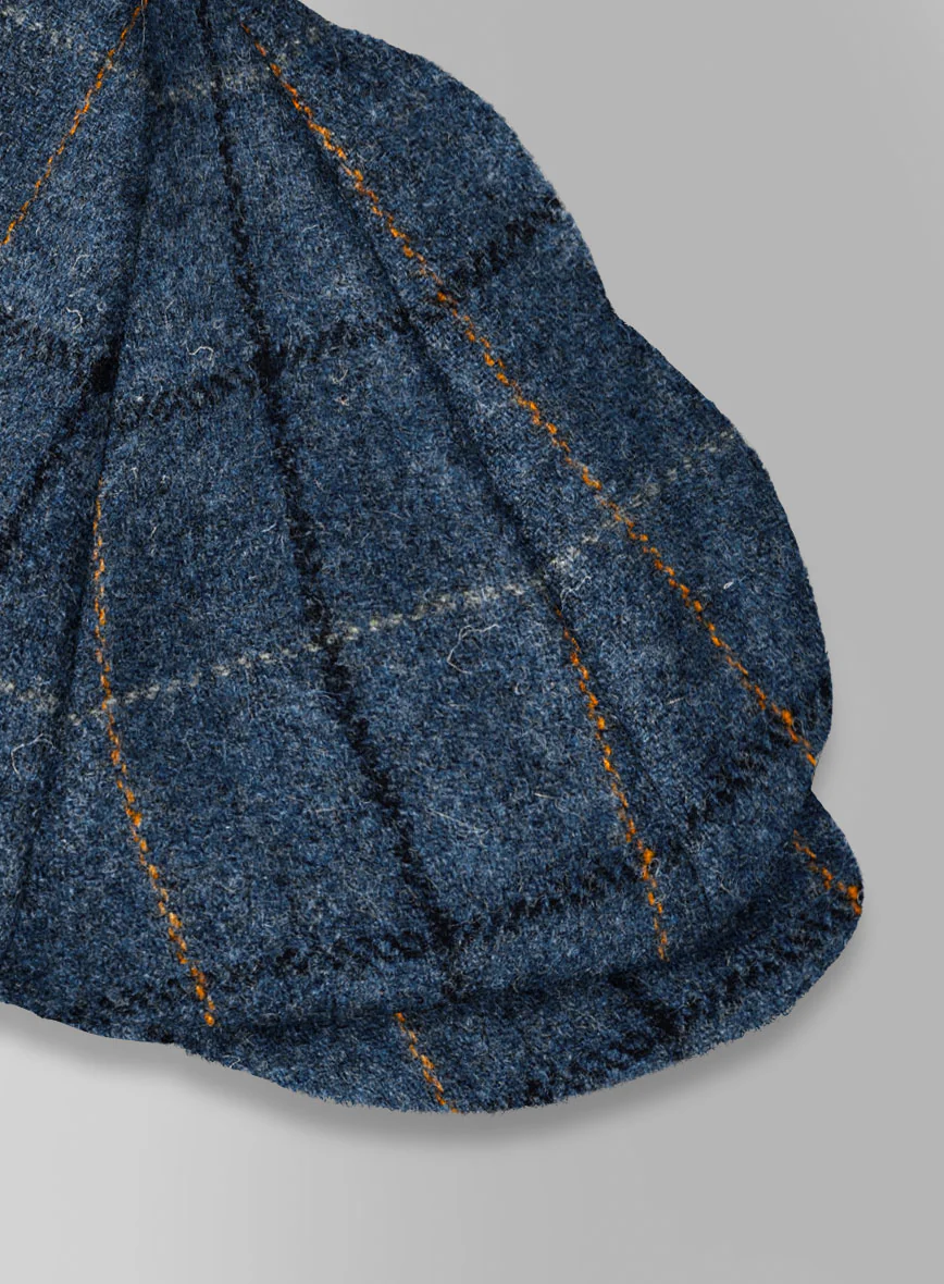 Harris Tweed Gordon Blue Newsboy Cap - Image 3
