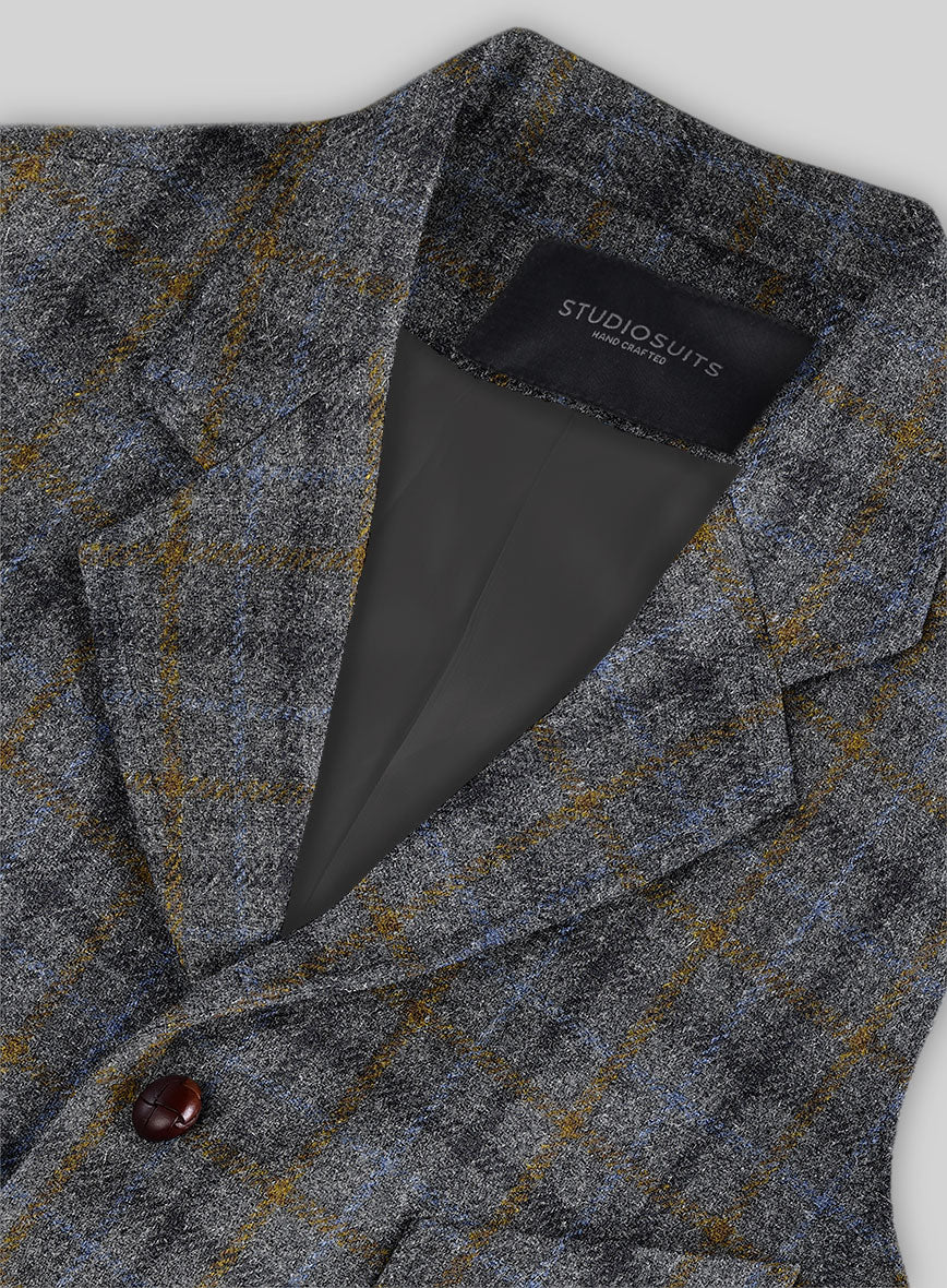 Harris Tweed Gray Checks Hunting Vest - Image 2