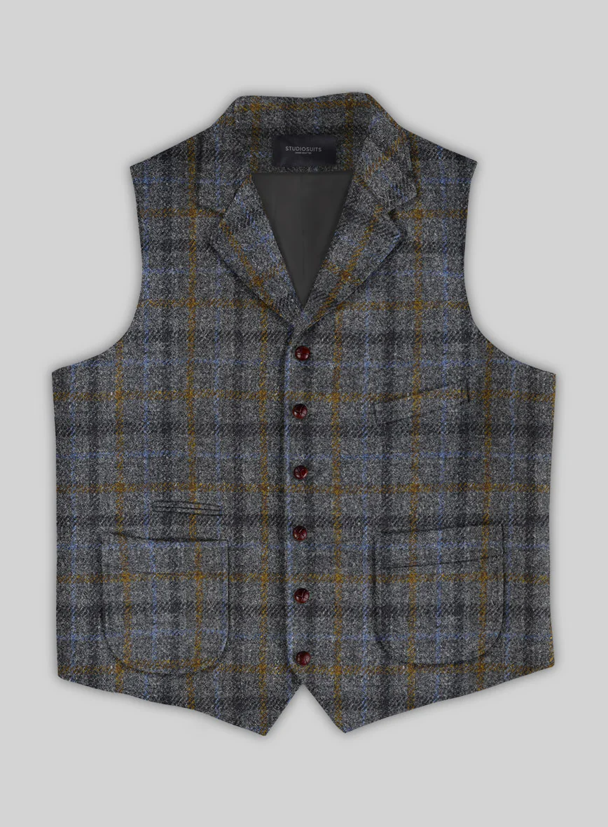 Harris Tweed Gray Checks Hunting Vest - Image 3