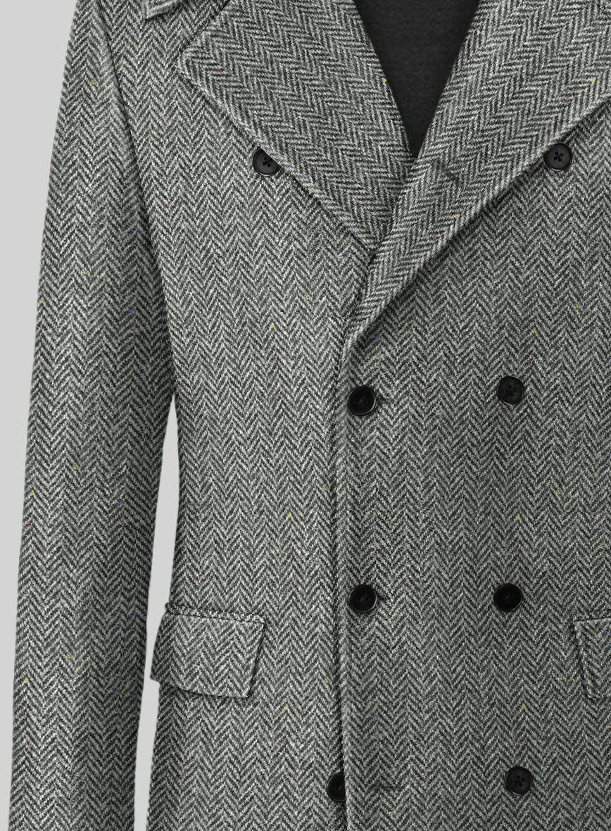 Harris Tweed Gray Chevron GQ Overcoat - Image 2