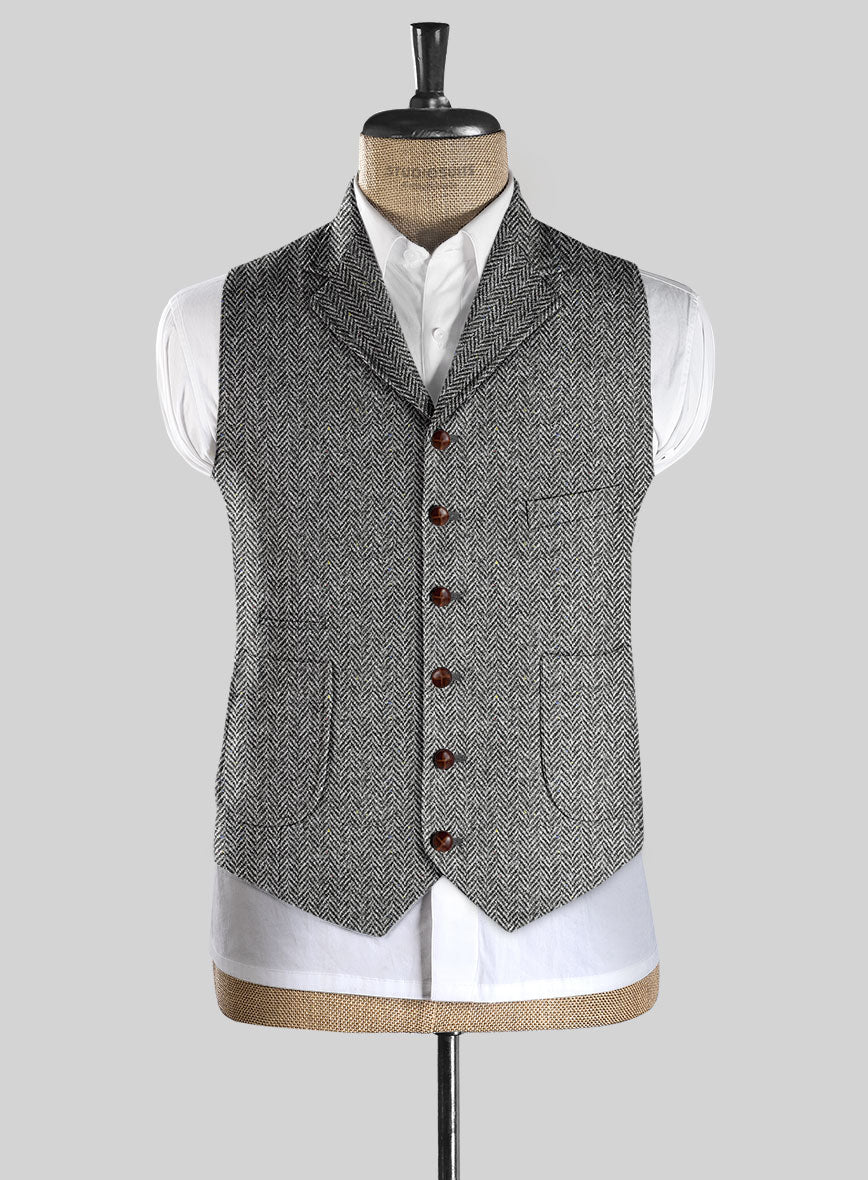 Harris Tweed Gray Chevron Hunting Vest - Image 3