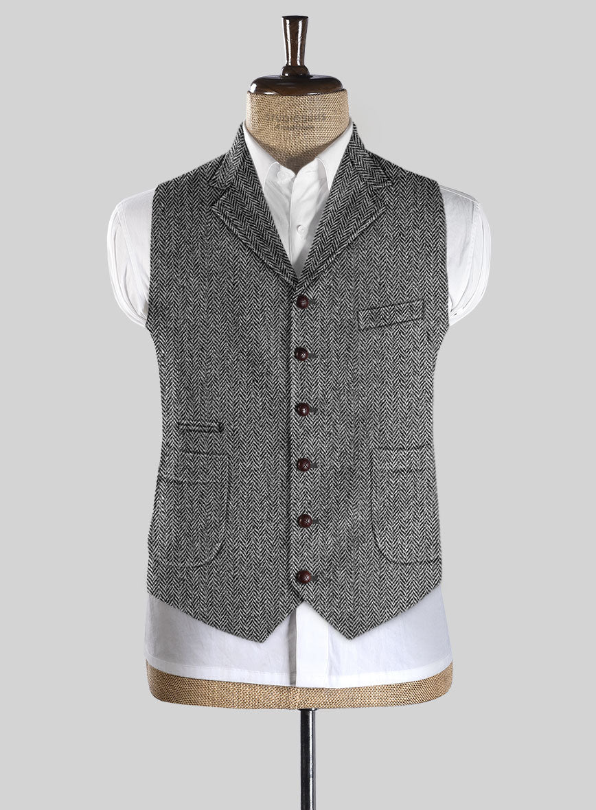 Harris Tweed Gray Herringbone Hunting Vest - Image 2