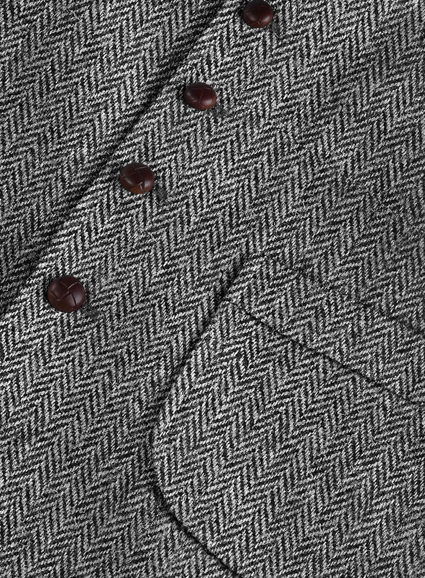 Harris Tweed Gray Herringbone Hunting Vest - Image 5