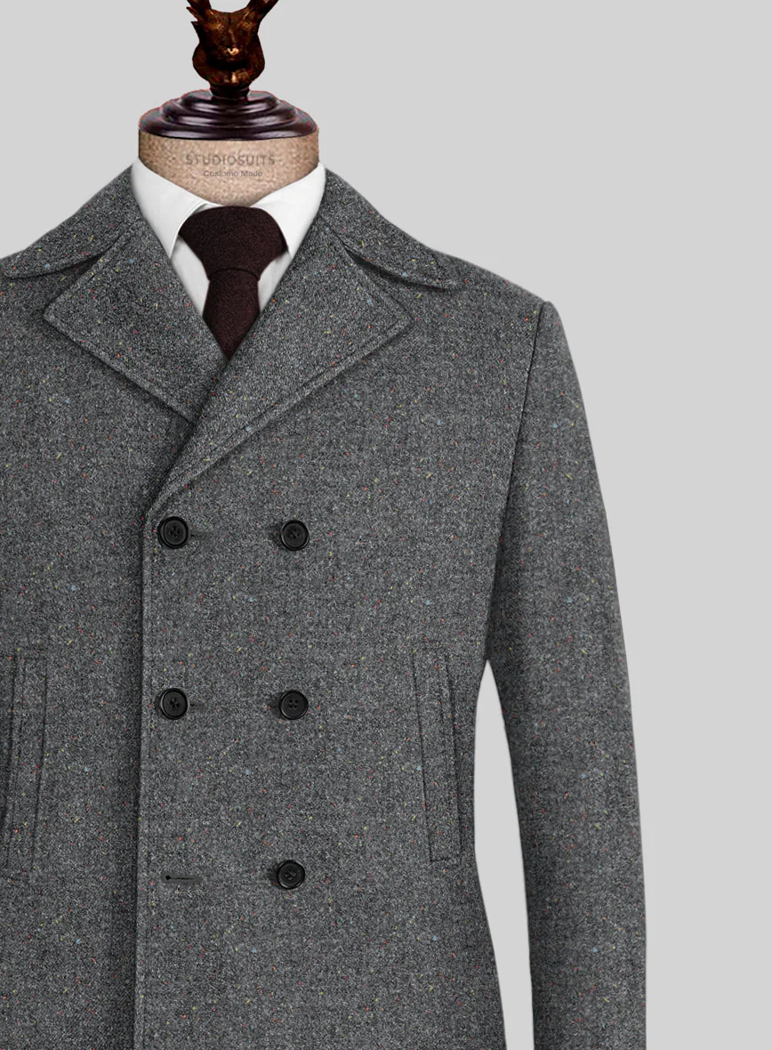 Harris Tweed Gray Speckled Pea Coat - Image 2