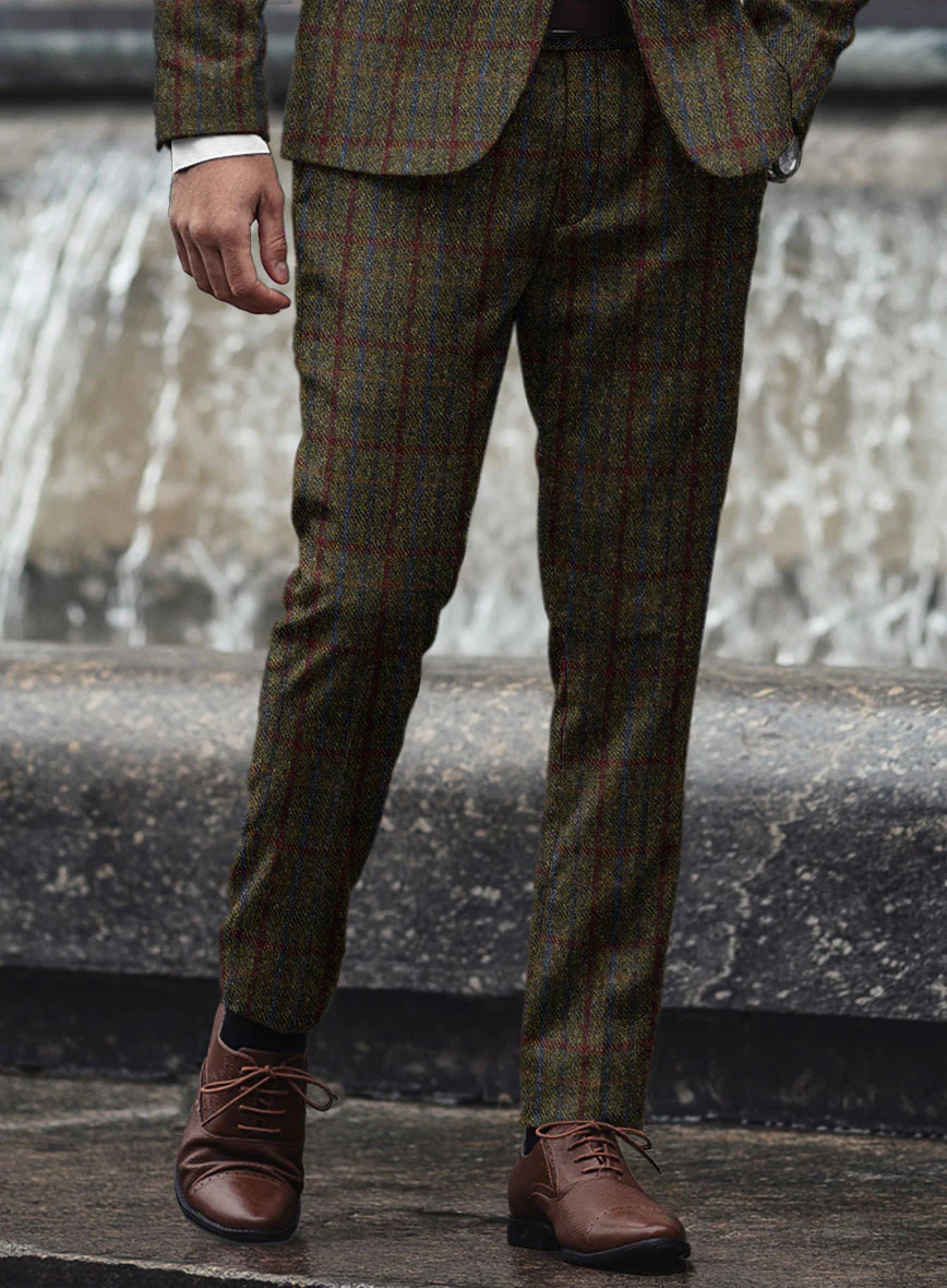 Harris Tweed Green Check Pants - Image 2