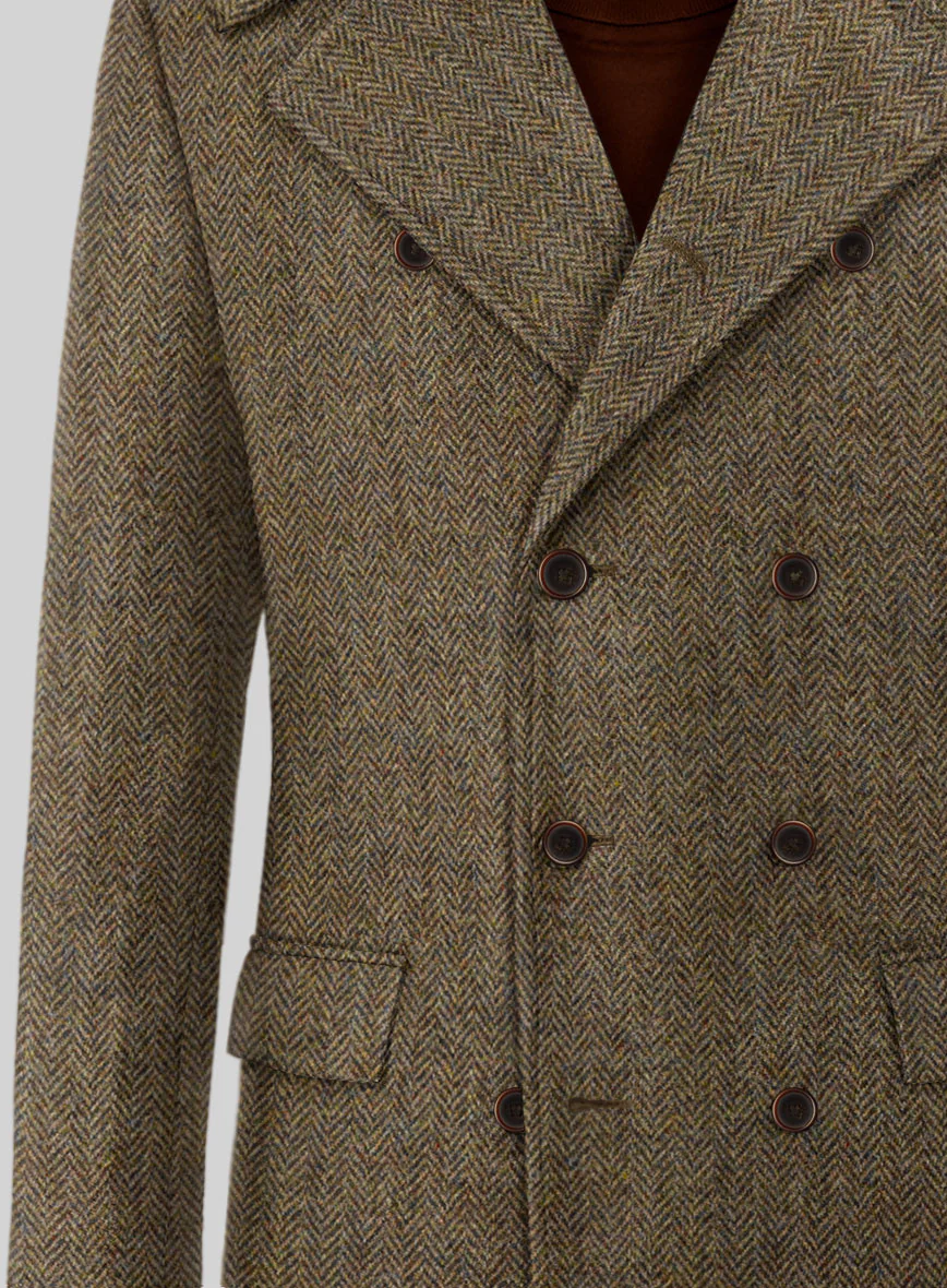 Harris Tweed Hebridean Brown Herringbone GQ Overcoat - Image 3