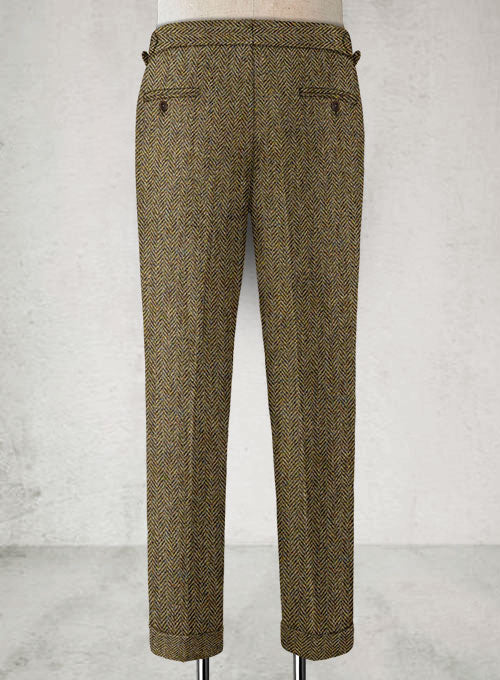 Harris Tweed Hebridean Brown Herringbone Highland Trousers - Image 2