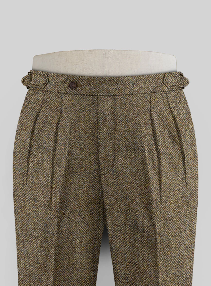 Harris Tweed Hebridean Brown Herringbone Highland Trousers - Image 3