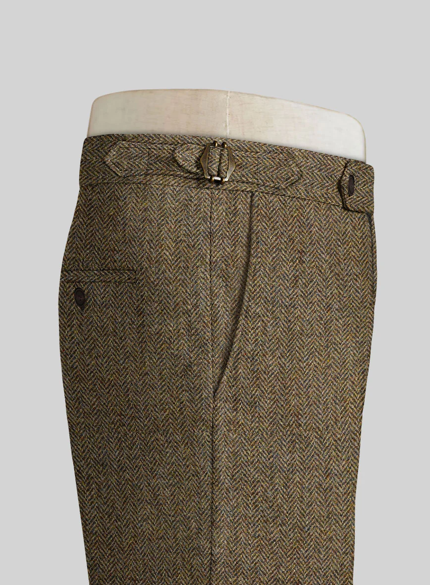 Harris Tweed Hebridean Brown Herringbone Highland Trousers - Image 5