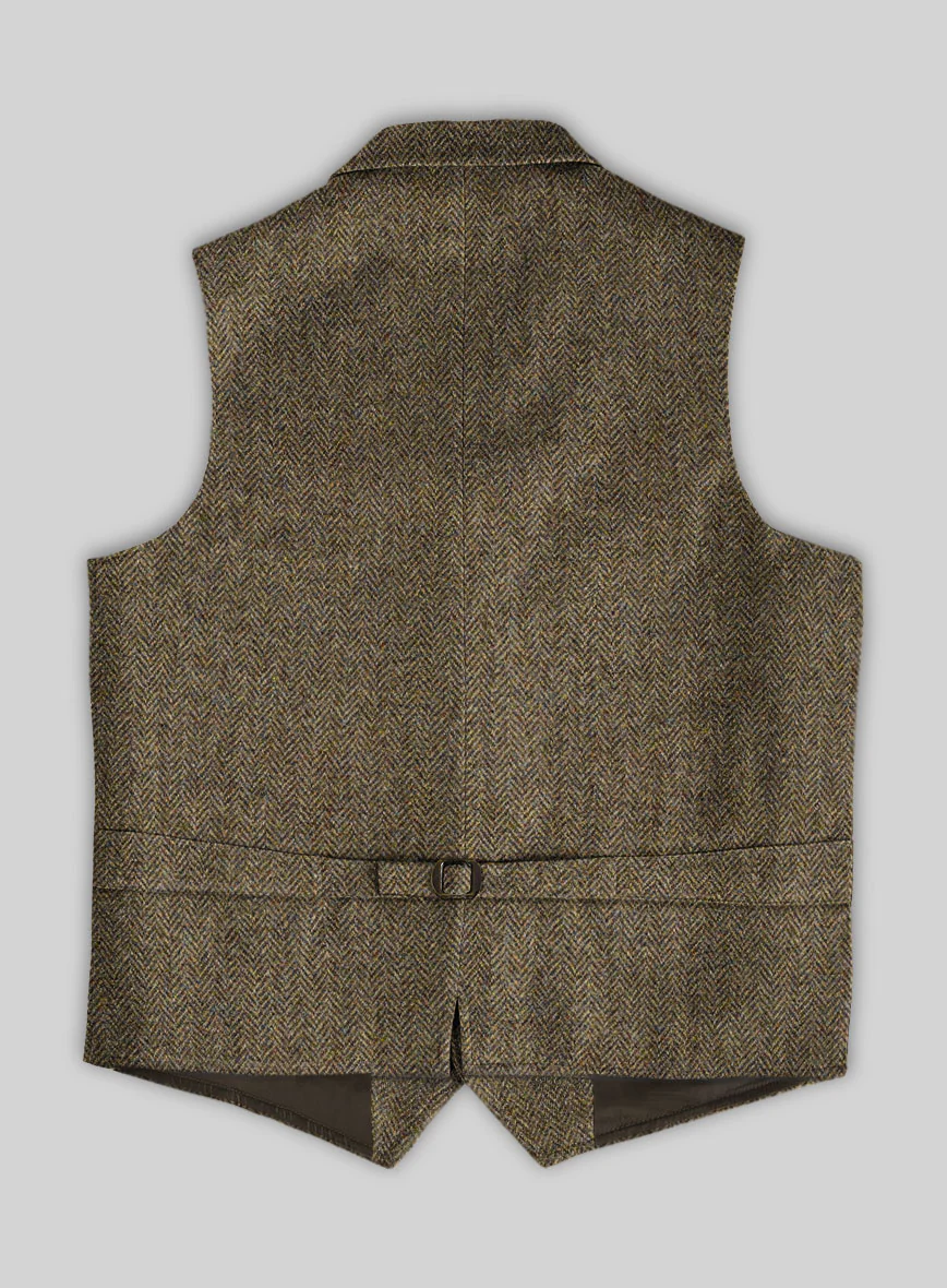 Harris Tweed Hebridean Brown Herringbone Hunting Vest - Image 3