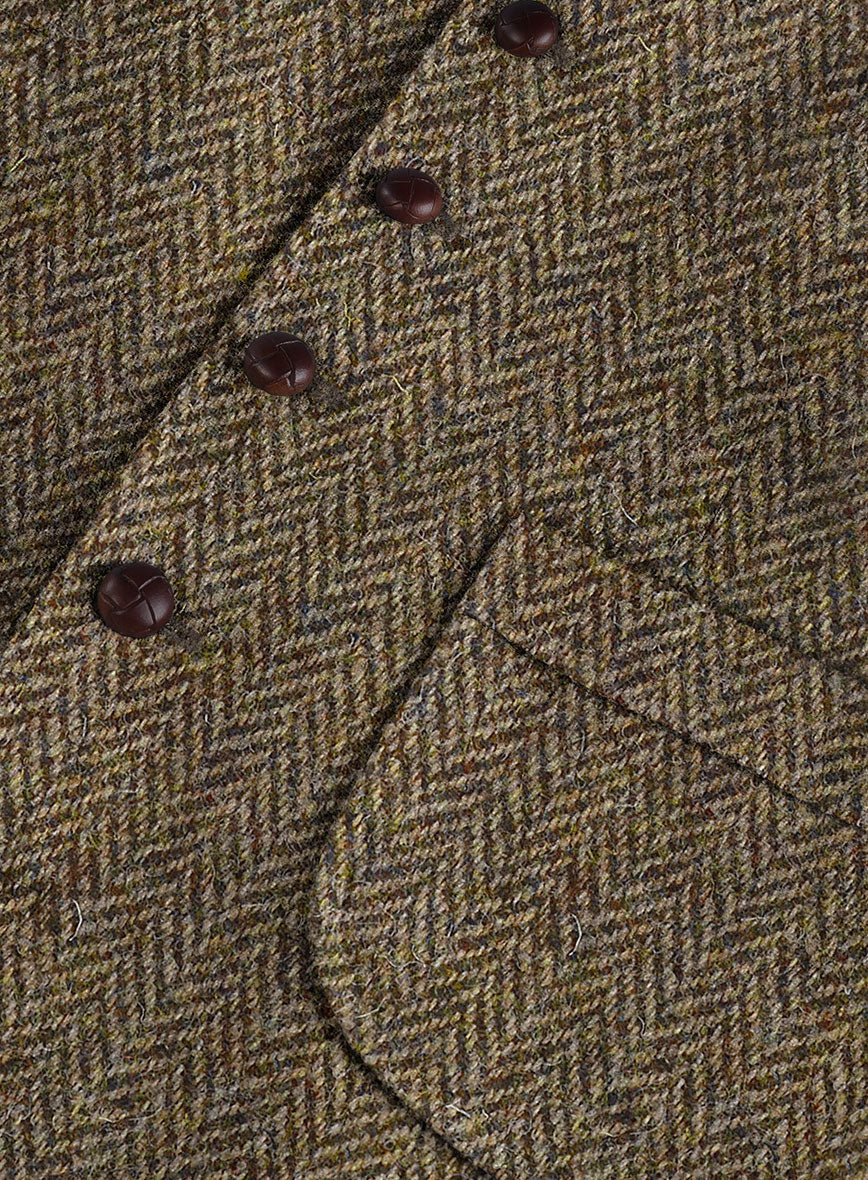 Harris Tweed Hebridean Brown Herringbone Hunting Vest - Image 4