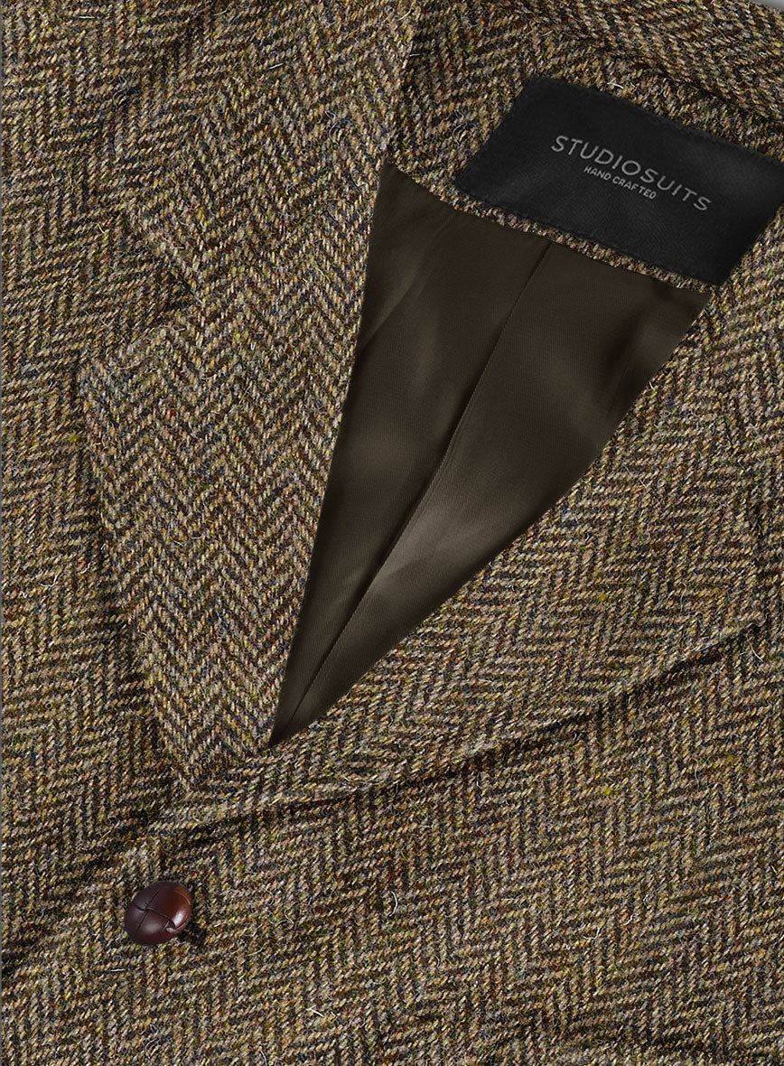 Harris Tweed Hebridean Brown Herringbone Hunting Vest - Image 5