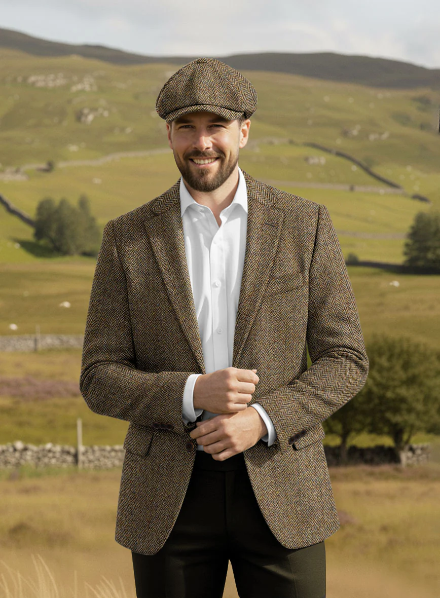 Harris Tweed Hebridean Brown Herringbone Jacket - Image 2